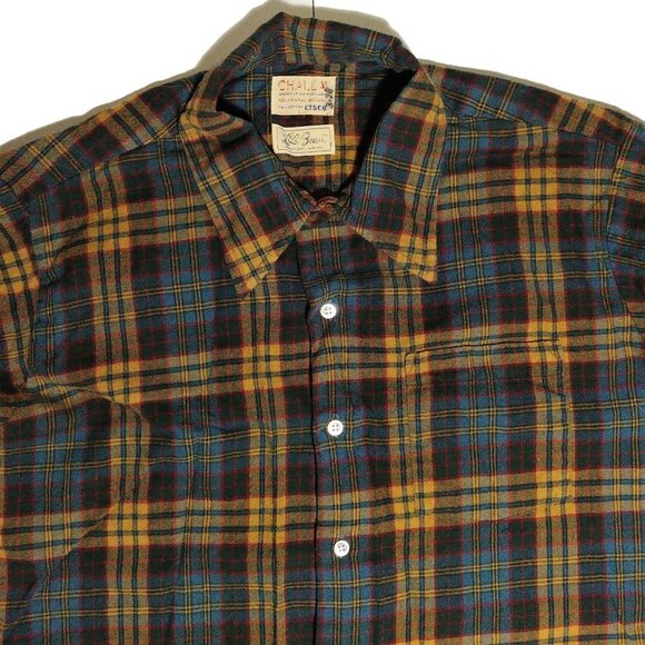 L.L. Bean 1950's Swiss Made Western Flannel Cotton Wool Button Down Shirt Sz L - Picture 4 of 13